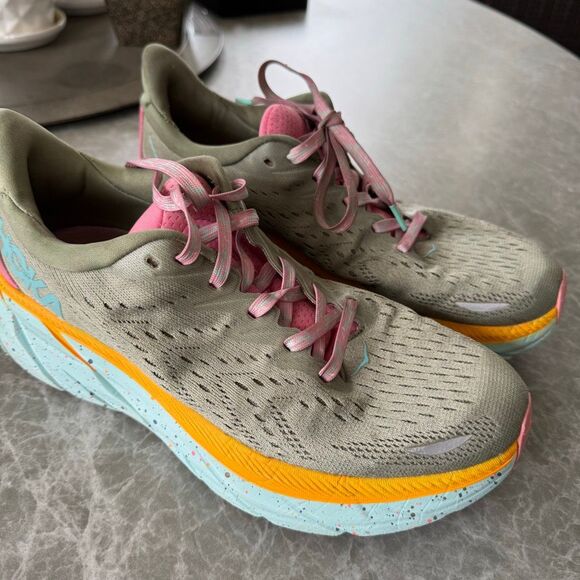 Hoka Shoes - Hoka Clifton 8 x Free People Movement Seaweed Green Tea Sneakers Size 8.5D
